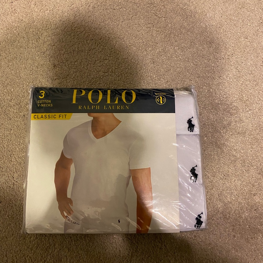 POLO RALPH LAUREN 3-PACK CLASSIC FIT COTTON V-NECK WHITE T-SHIRTS SIZE XL NEW